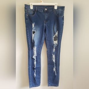 Womens Shein ripped blue skinny jeans